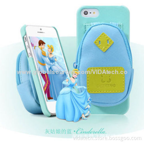 Leather skin case for iPhone 5 w/purse for key battery spare part free manufacture, OEM/ODM service